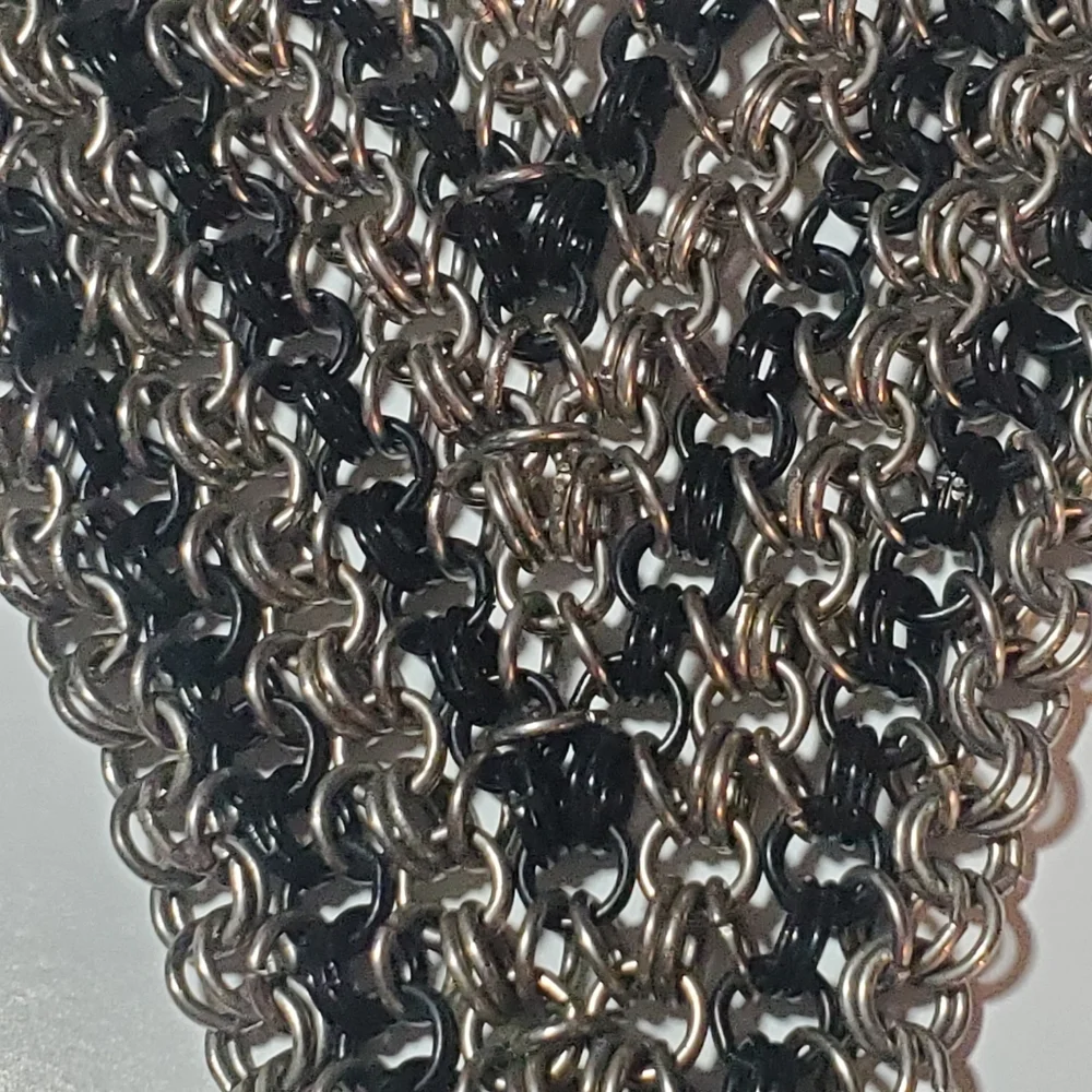 Metal Chevron Necklace Silver & Black Tone Statement Necklace